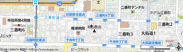 愛媛県松山市三番町周辺の地図