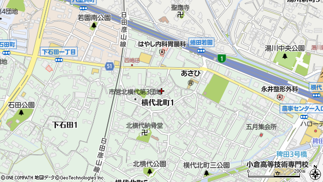 〒802-0821 福岡県北九州市小倉南区横代北町の地図
