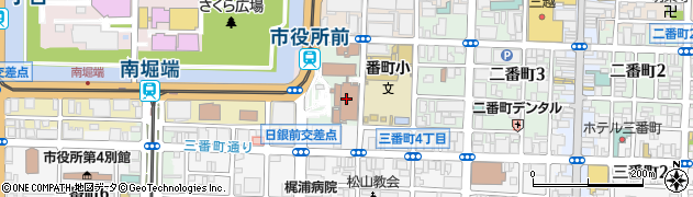 松山市役所　坂の上の雲まちづくり部・スポーティングシティ推進課スポーツ振興担当周辺の地図