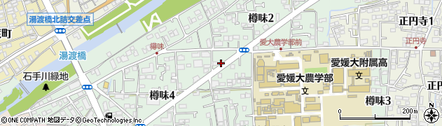 愛媛県松山市樽味周辺の地図