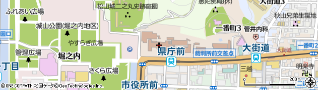 愛媛県庁内郵便局周辺の地図