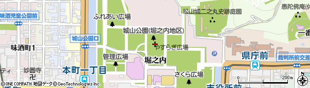 愛媛県松山市堀之内周辺の地図