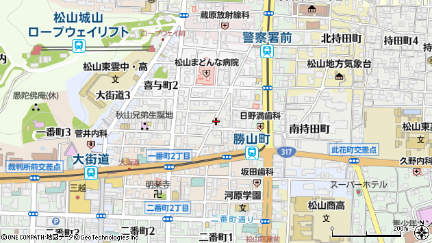 〒790-0801 愛媛県松山市歩行町の地図