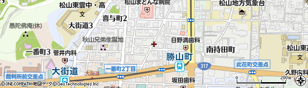 愛媛県松山市歩行町1丁目周辺の地図