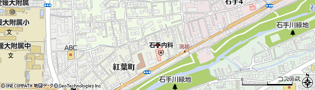 愛媛県松山市紅葉町周辺の地図