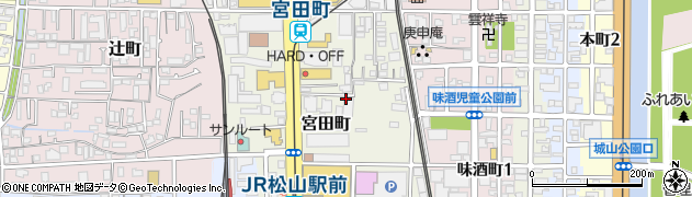 愛媛県松山市宮田町周辺の地図