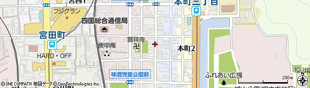 愛媛県松山市萱町周辺の地図