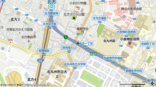 〒802-0841 福岡県北九州市小倉南区北方の地図