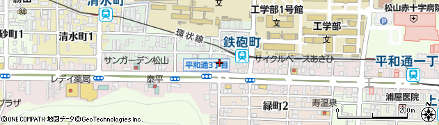 松山鉄砲町郵便局周辺の地図