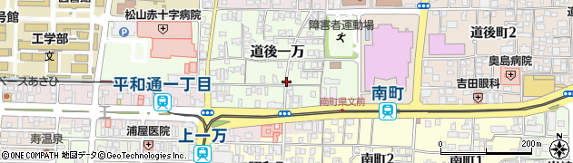 愛媛県松山市道後一万周辺の地図