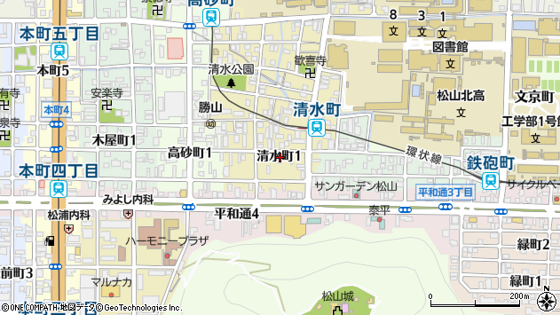 〒790-0823 愛媛県松山市清水町の地図