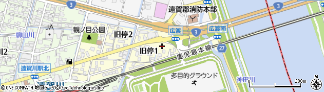 福岡県遠賀町（遠賀郡）旧停周辺の地図