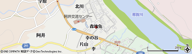 徳島県那賀町（那賀郡）阿井（森地免）周辺の地図