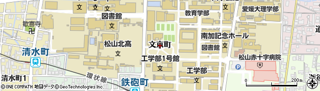 愛媛県松山市文京町周辺の地図