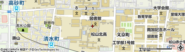 松山大学　入試問い合せ周辺の地図