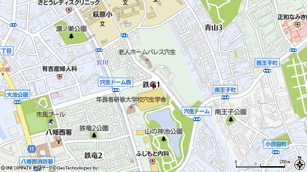 〒806-0058 福岡県北九州市八幡西区鉄竜の地図