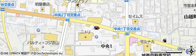 愛媛県松山市中央周辺の地図