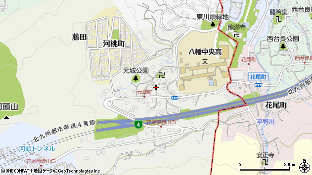 〒806-0015 福岡県北九州市八幡西区元城町の地図