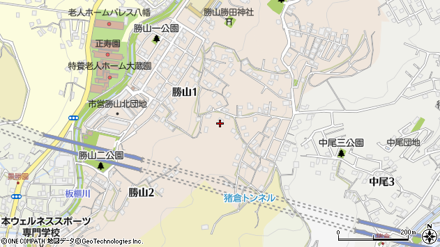 〒805-0043 福岡県北九州市八幡東区勝山の地図