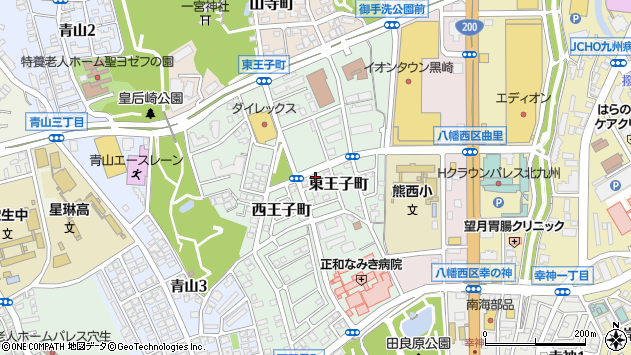 〒806-0037 福岡県北九州市八幡西区東王子町の地図