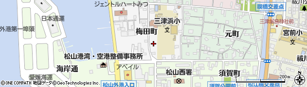 愛媛県松山市梅田町3周辺の地図