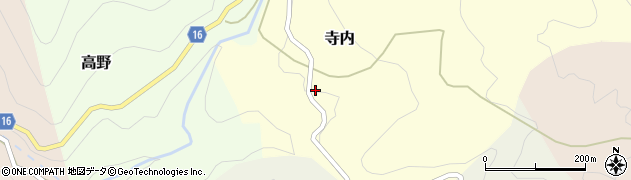 徳島県那賀町（那賀郡）寺内（井地岡）周辺の地図