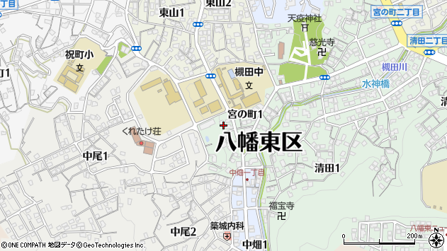 〒805-0023 福岡県北九州市八幡東区宮の町の地図