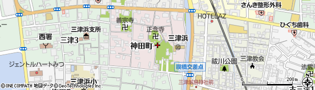愛媛県松山市神田町周辺の地図