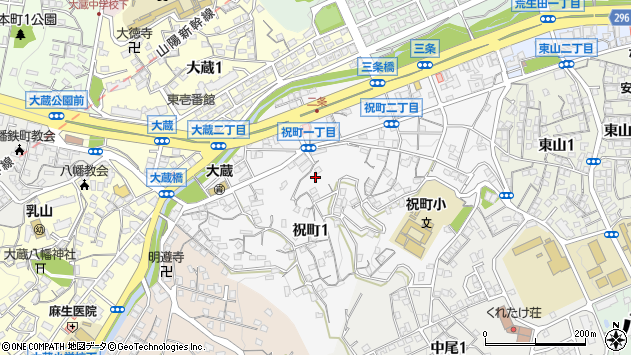 〒805-0041 福岡県北九州市八幡東区祝町の地図