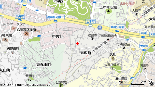 〒805-0049 福岡県北九州市八幡東区末広町の地図