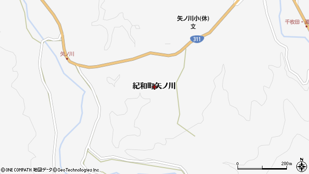 〒519-5406 三重県熊野市紀和町矢ノ川の地図