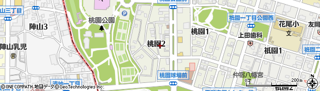 福岡県北九州市八幡東区桃園周辺の地図