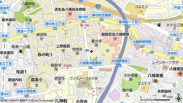 〒805-0050 福岡県北九州市八幡東区春の町の地図