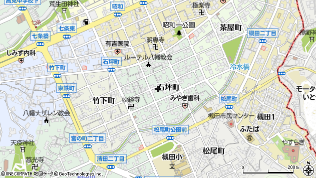 〒805-0021 福岡県北九州市八幡東区石坪町の地図
