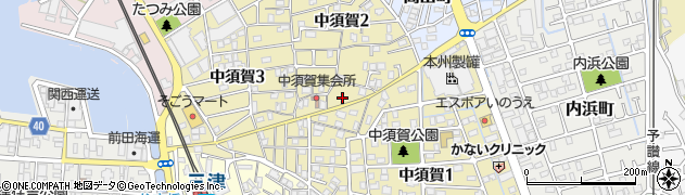 愛媛県松山市中須賀周辺の地図