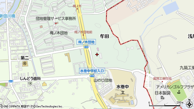 〒807-0007 福岡県遠賀郡水巻町牟田の地図