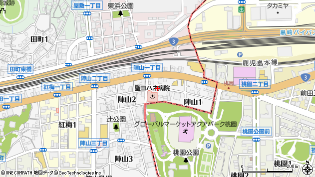 〒806-0012 福岡県北九州市八幡西区陣山の地図