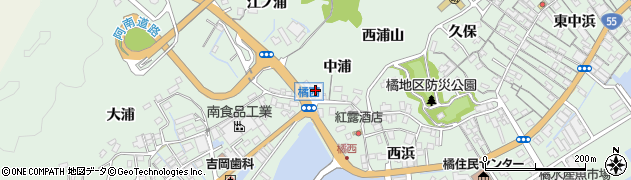 徳島県阿南市橘町（中浦）周辺の地図