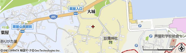 福岡県芦屋町（遠賀郡）大城周辺の地図