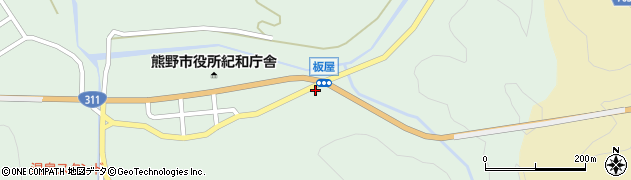 熊野市役所　板屋保育所周辺の地図