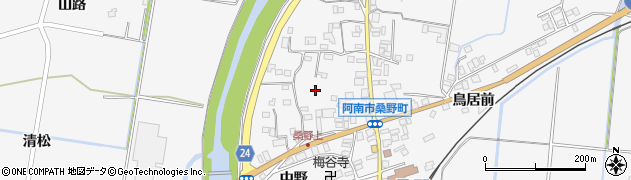 徳島県阿南市桑野町（中野）周辺の地図