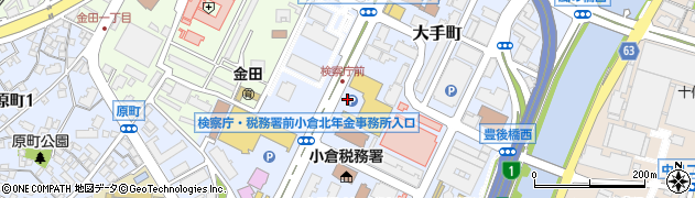 福岡県北九州市小倉北区大手町周辺の地図