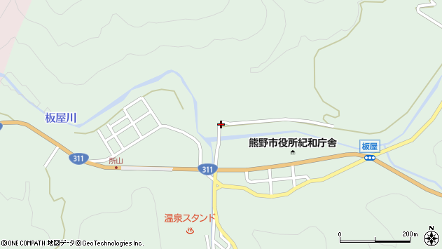 〒519-5413 三重県熊野市紀和町板屋の地図