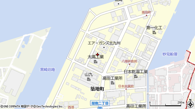 〒806-0001 福岡県北九州市八幡西区築地町の地図