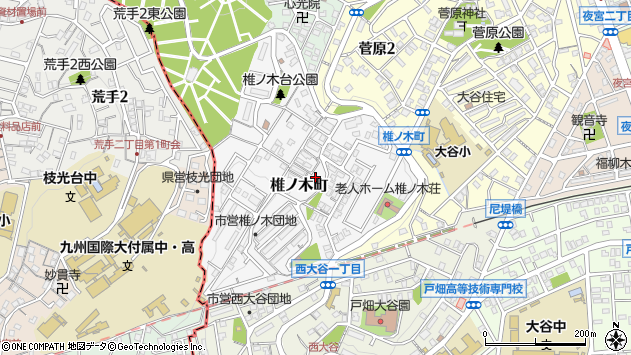 〒804-0033 福岡県北九州市戸畑区椎ノ木町の地図