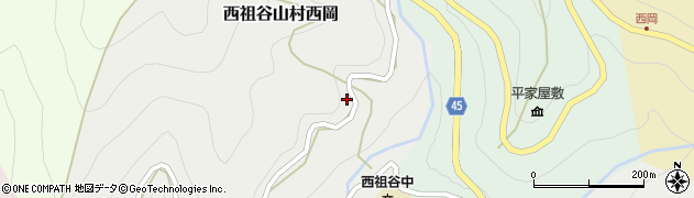 徳島県三好市西祖谷山村西岡160周辺の地図