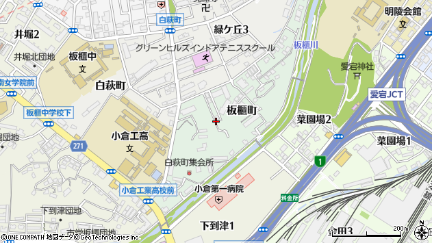 〒803-0824 福岡県北九州市小倉北区板櫃町の地図