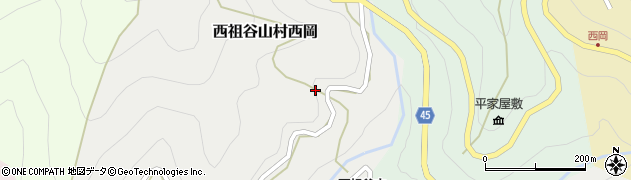 徳島県三好市西祖谷山村西岡162周辺の地図