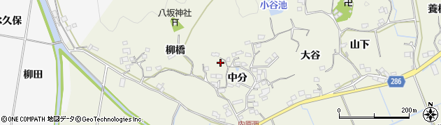 徳島県阿南市内原町（中分）周辺の地図