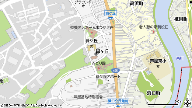 〒807-0131 福岡県遠賀郡芦屋町緑ケ丘の地図
